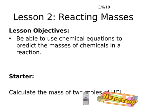 Reacting masses for magnesium and oxygen