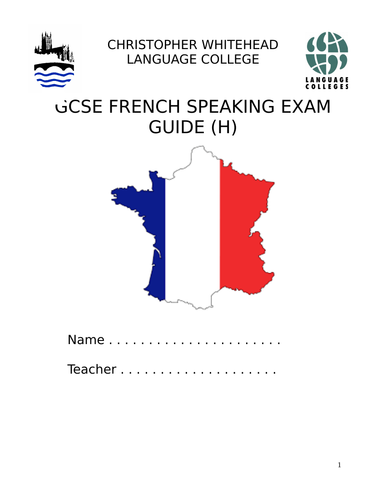 GCSE French support for the speaking exam (AQA H & F)