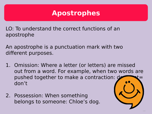 Apostrophes of Possession and Omission | Teaching Resources