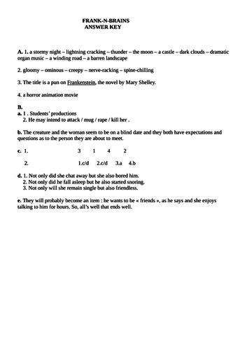 Frank-N-Brains, an animation short story for intermediate ESL students