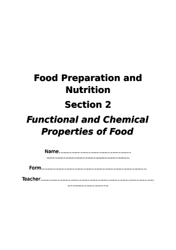 Food Science End of Topic Test