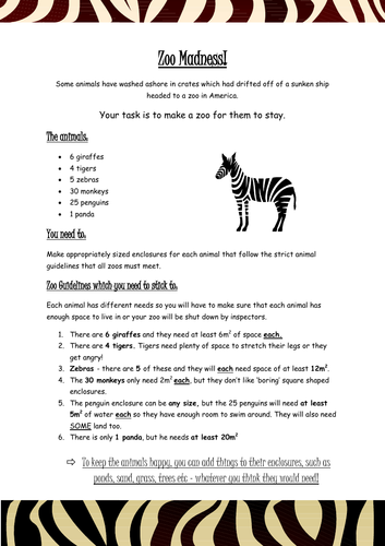 Area and Perimeter Problem Solving Activity for most able Year 5- 6
