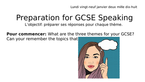 GCSE Higher French - Speaking Questions + Board Game