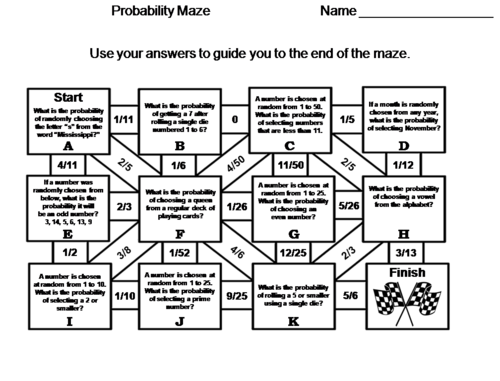 Probability Activity: Math Maze