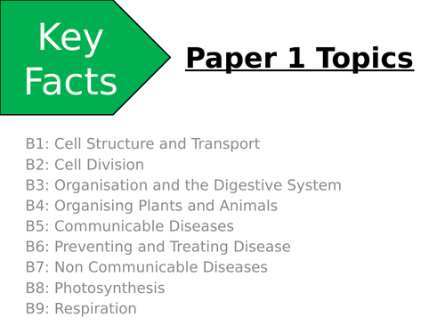AQA GCSE Trilogy - Biology Key Facts - Paper 1 &amp; 2 | Teaching 