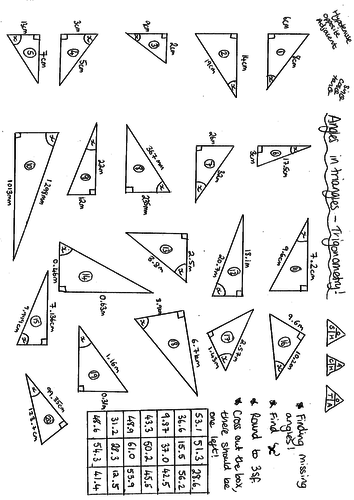 SOHCAHTOA Trig Angles Worksheet (Cross-Out)