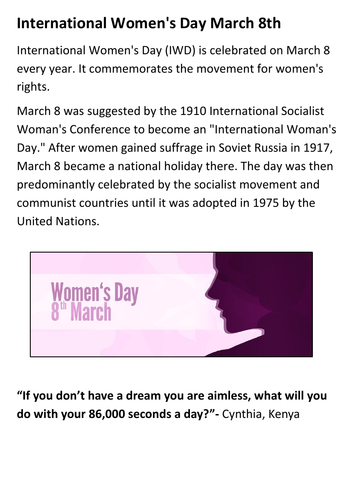 International Womens Day Handout