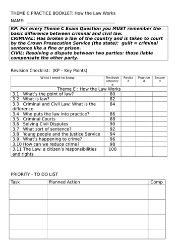 Citizenship 9 - 1 Theme C How the Law Works Revision Practice Guide