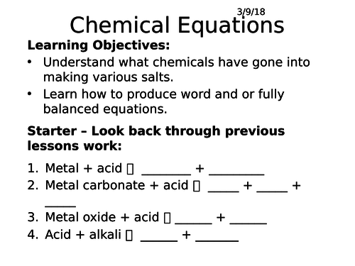 Chemical equations