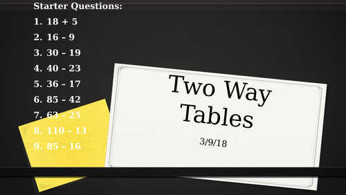 Two Way Tables Full Lesson/Sequence of Lessons