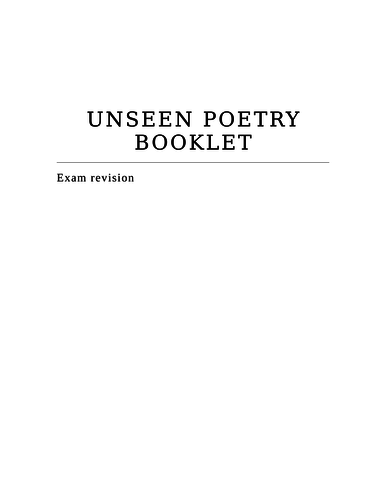 UNSEEN POETRY REVISION BOOKLET