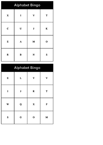 Bingo Alphabet