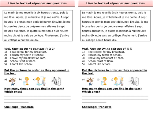 french essay on daily routine