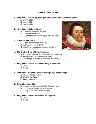 James I Pop Quiz