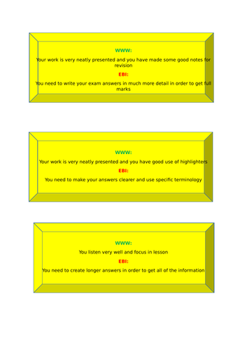 What went well and Even better if marking comments