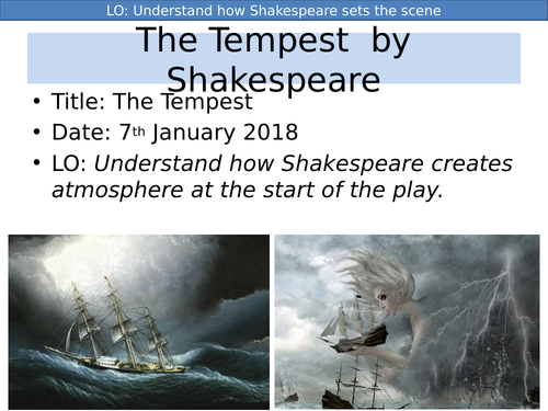 The Tempest Act One Scene One KS3 KS4 Shakespeare