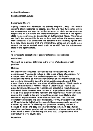 Psychology Social practical example