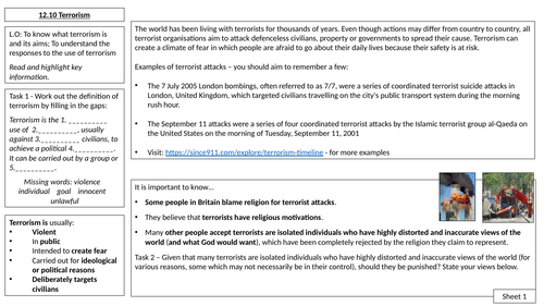 AQA B GCSE - 12.10 - Terrorism