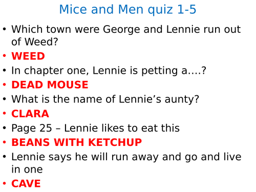 Of Mice and Men quiz 15 questions