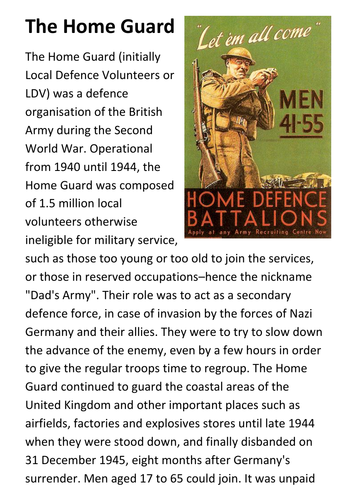 The Home Guard Handout