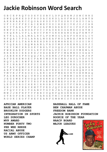 Jackie Robinson Word Search