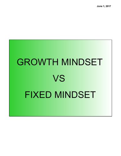 Growth vs Fixed mindset presentation