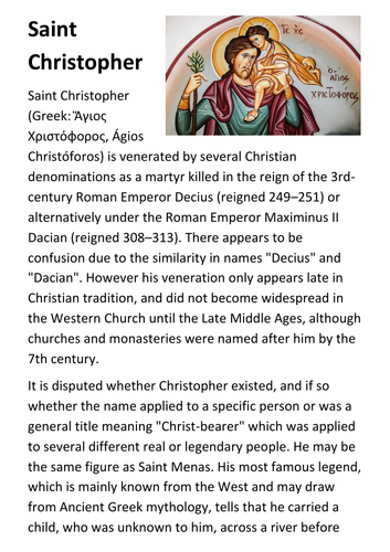 Saint Christopher Handout