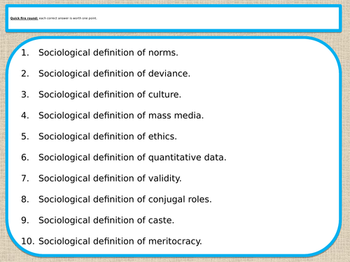 AQA GCSE Sociology revision quiz