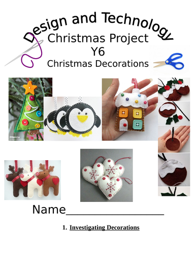 Christmas Decoration DT booklet for mini enterprise - Sewing