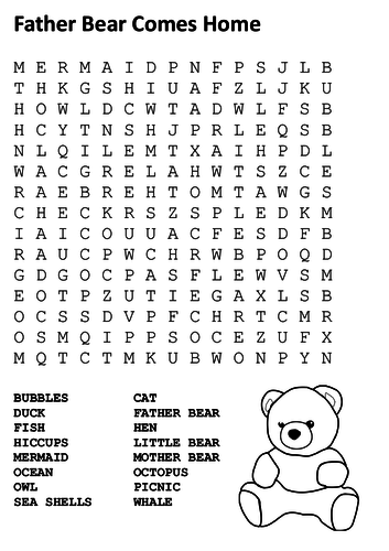 Father Bear Comes Home Word Search