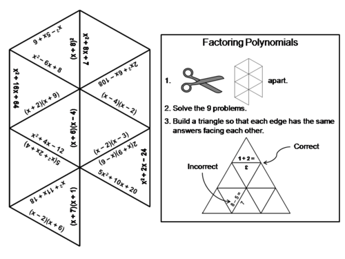 Factoring Polynomials Game: Math Tarsia Puzzle