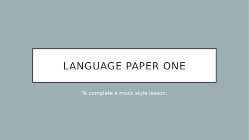 Harry Potter themed GCSE Language Paper one