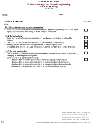 IGCSE biotechnology