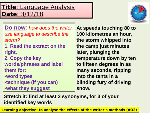 English Language Analysis Lesson
