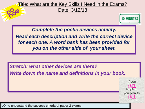 AQA Literature Paper 2 Section B Revision Lesson (Unseen/Comparative Poetry)