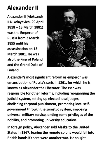 Alexander II Handout