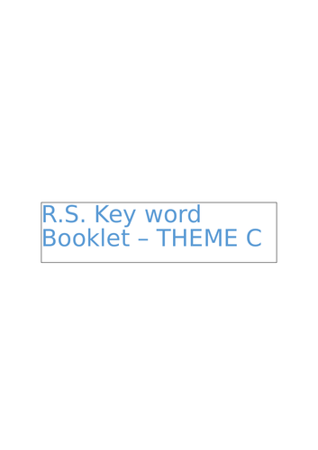 AQA RS GCSE Key Words Booklet Theme C: The existence of God and revelation