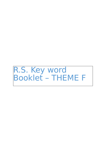 AQA RS GCSE Key Words Booklet Theme F: Religion, Human Rights and Social Justice