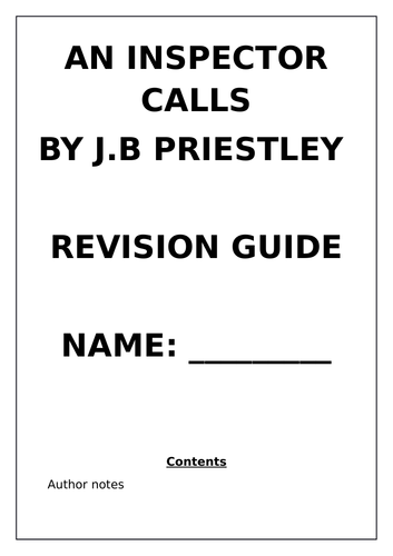 An Inspector Calls SEN Revision Booklet