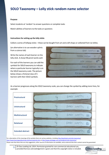 SOLO Taxonomy random name selector