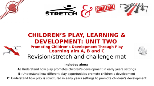 Btec First CPLD unit two: Promoting Children's Development Through Learning stretch & challenge mat