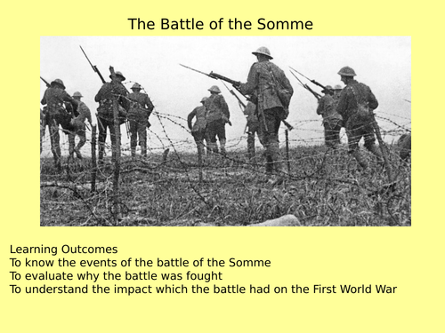 Battle of the Somme Active Lesson for Lower Ability