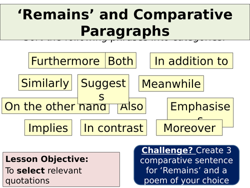 Comparative lesson on 'Remains' by Armitage