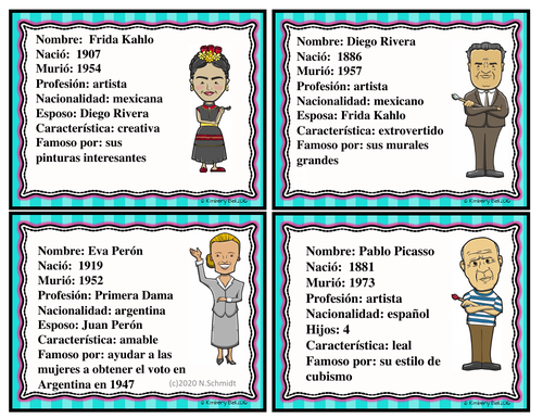 Hispanic Leaders Spanish Character Cards: Hispanos Famosos 20 Mini Bios / Game