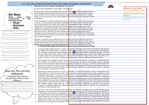 Comparing Perspectives Learning Mat