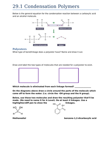 29.1 Condensation Polymers (AQA A Level)