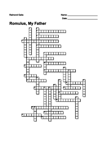 Romulus My Father Crossword Teaching Resources