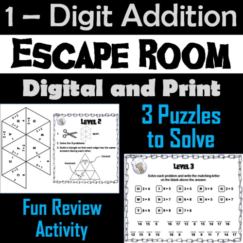 Single Digit Addition: Math Escape Room