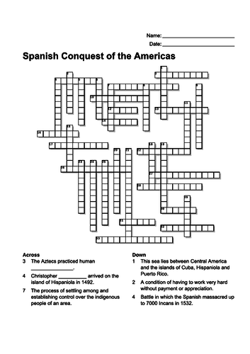 Spanish Conquest of the Americas Crossword