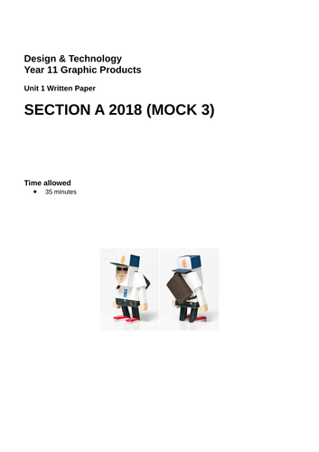 AQA 2018 Graphic Products Section A MOCK 3:  Fantasy paper toy characters